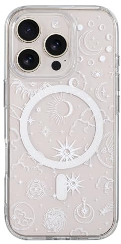CHEORFAY iPhone 16 Pro Magnetic Clear Case, MagSafe Compatible, Transparent Flexible Bumper & Hard Back Shockproof Protective Cover with Astrology Pattern Design for iPhone 16 Pro - Stars