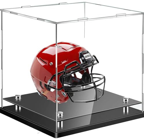 VoVoia Acryl Vitrine in Mehreren Größen ,Fußball Helm Display Case für Hut Baseball Handschuhe,Display Box für Lego, Black Base Storage Showcase (50cm*30cm*30cm)