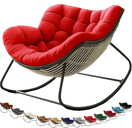 MCNDSI Schaukelstuhl Auflage wasserdicht Rattan Wohnzimmer, Bequemer Schaukelsessel Kissen Outdoor Indoor, Papasansessel Kissen Auflage Doppelt Für Garten, Terrasse(F8)
