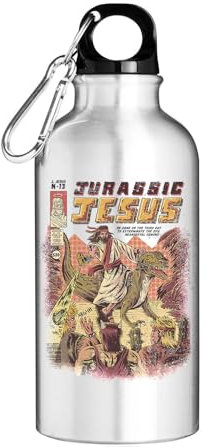 Jurassic Jesus Tourist Water Bottle Silver