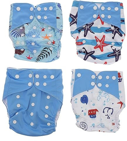 Beaupretty 4 Stück Stoffwindeln für Junge Mädchen Atmungsaktive und Waschbare Windeln mit Platz für Saugfähige Einlagen für Neugeborene und Kleinkinder Unisex und Praktisch