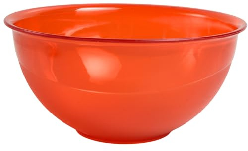 Large Plastic Bowl – BPA-Free, Food-Safe, Durable & Glossy – Ideal for Salads, Fruits, Vegetables, Parties, and Family Meals – Colorful Kitchen Serving Bowl (2, Orange)