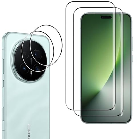 Hengnewro Verre Trempé pour Honor Magic 8 Pro, 2 film + 2 Caméra | Protecteurs d'écran,Arrière protective camera, 9H Dureté Ultra Résistant, Anti-Rayures, Sans Bulles,Facile à Installer