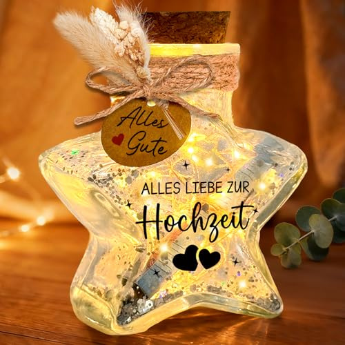 Leboria Geldgeschenk Hochzeit–LED Flaschenlicht in Sternform | Hochzeitsgeschenke für Brautpaar, Kreative Geschenk Hochzeit Geldgeschenke Verpackung, Geldgeschenke zur Hochzeit