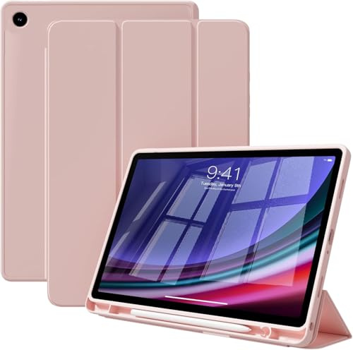 YRH Case for Samsung Galaxy Tab A11 2025, 8.7 inch, with Pen Holder, Auto Sleep/Wake, Adjustablet Stand, Soft TPU Protective Tablet Cover (Pink)