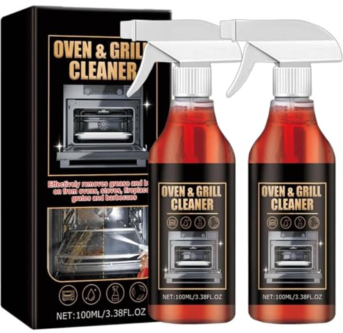 Oven and Grill Cleaning Spray, Oven Cleaner Heavy Duty Spray, Air Fryer Cleaner Heavy Duty, Stainless Steel Cleaner & Degreaser for Microwave, Air Fryer, Cookers, Hoods, Grills (2PC)
