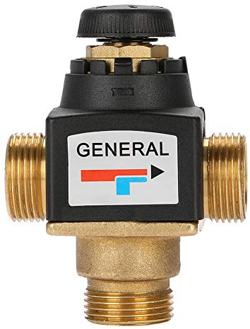 OEBUAFI Mitigeur Thermostatique en Laiton avec Fonction de sécurité Haut Débit et Anti-brûlure pour Chauffe-eau Solaire Applicable pour L'eau Chaude et les Petits Circuits de Chauffage au Sol