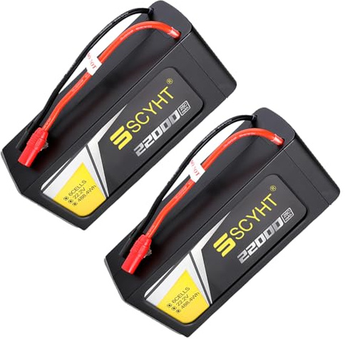 SSCYHT Lithium Battery 22.2V Lipo Battery 6S Drone Batteries 25C Rechargeable Batteries 22Ah Integrated BMS Protection Board with XT150 + AS150 Port and USB Port,22.2V22000mAh 25C 2Pack