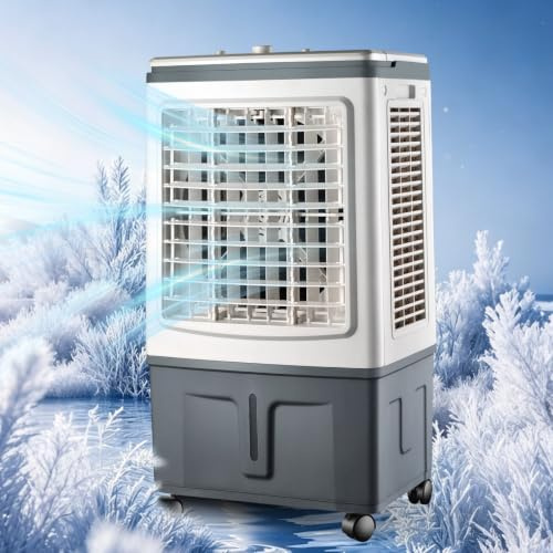 JAVPTAV Enfriador de Sala evaporativo sin Ventanas de 100W, Ventilador humidificador Grande 30L, Unidad de Enfriador móvil de 3000 m3/h para talleres y oficinas