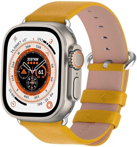 Fullmosa Compatible avec Bracelet Apple Watch 42(Serie 10)/41/40/38mm,Bracelet iWatch SE(1/2) Series 10/9/8/7/6/5/4/3/2/1 Bracelet de Remplacement pour Femme Homme, Jaune