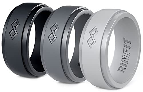 Rinfit Bagues en silicone pour homme – Alliance en silicone pour homme – Bague en silicone pour homme – Alliances en caoutchouc – Bagues en caoutchouc pour hommes – Collection Infinity