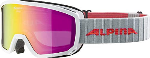 ALPINA SCARABEO S - Verspiegelte, Kontrastverstärkende & Polarisierte OTG Skibrille Mit 100% UV-Schutz Für Erwachsene, white, One Size