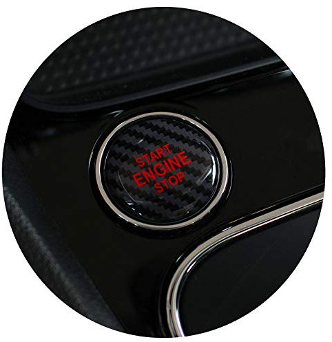 Gel Emblem Start Stop Knopf Abdeckung Aufkleber Keyless GO Carbon Druckschalter Tastenabdeckung Cover Zündung – Finest Folia DM004 (Carbon Schwarz/Rot)