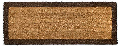 emmevi Fußmatte aus natürlicher Kokosfaser, mehrere Größen, rutschfest, Modell: Kokos mit Rand, 25 x 50 cm, Braun