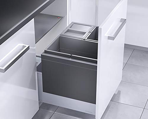 Hailo Abfallsammler 3631691 | Einbau Mülleimer Triple XL 54 | passend für 60er Schrankauszug | in 2x 13 + 28 Liter Aufteilung | Dunkelgrau