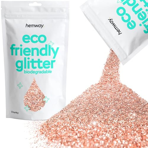 Hemway Eco Friendly Biodegradable Glitter - Rose Gold | 100g Chunky Plant-Based Metallic Flakes for Arts & Resin Crafts | Bio Supplies for Festival, Hair, Face, Body & Nail Art Decoration