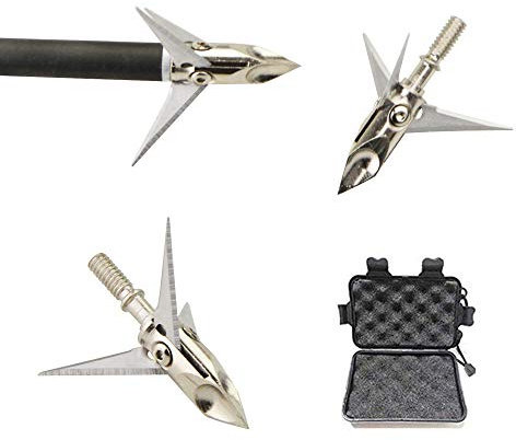 SHARROW Archery Arrowhead Broadheads 100 Grains Hunting Arrow Tips Points Arrow Head with Broadheads Box for Carbon Arrows Crossbow Bolts (12)