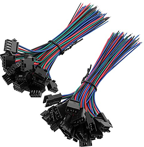 YIXISI 20 Pairs JST SM 4-Pin Plug Maschio a Femmina Cavo EL Cavo Adattatore, 22 AWG JST 4-Pin Adattatore Micro Elettrico Spina Connettore Maschio e Femmina