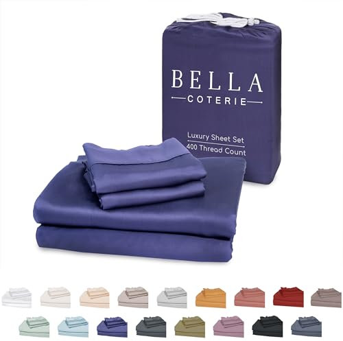 Bella Coterie Luxus-Bettlaken-Set, 100 % biologisch angebaute Bambus-Viskose, ultraweich und kühlend, besser als Baumwolle oder Seide, 2 Kissenbezüge, Kingsize, Twilight Blue
