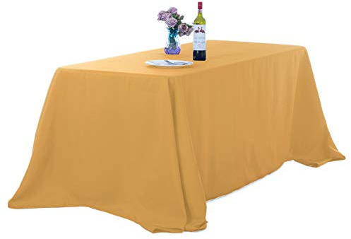 Ascoza Rechteckige Tischdecke, 228 x 332 cm, goldfarben, 2,4 m, Tischdecke aus Polyestergewebe für Hochzeit, Bankett, Restaurant, Partys, 2 Stück