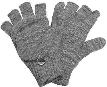 Claus Modes Damen/Mädchen Halbfinger Handschuh mit Klappe melange Farben, Farben:hellgrau, Handschuhgröße:Damen