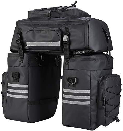Jecxep Fahrradtasche 3 in 1, 70L, Schwarz, Fahrradgepäcktasche, Wasserdicht, Reflektierend, Fahrradtasche für Fahrrad, Angeln, Camping, Outdoor Picknick, 3 Jahre Garantie