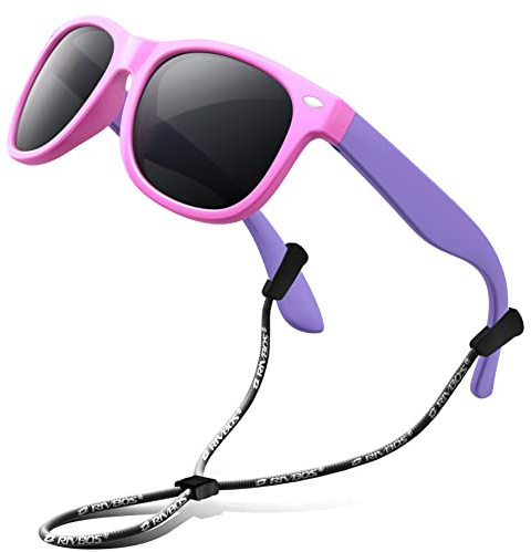 RIVBOS Kids Sunglasses Polarized UV400 TPE with Strap for Boys Girls RBK004