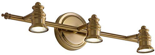 15W Spiegellampe Vintage LED Badezimmer Wandleuchte Verstellbar, Spiegelleuchte Make-up Licht 3-Flammig, Amerikaner Schlafzimmer Leselicht Rustikal Metall Lampe, L53cm, GU10-Glühbirne, Weißes Licht