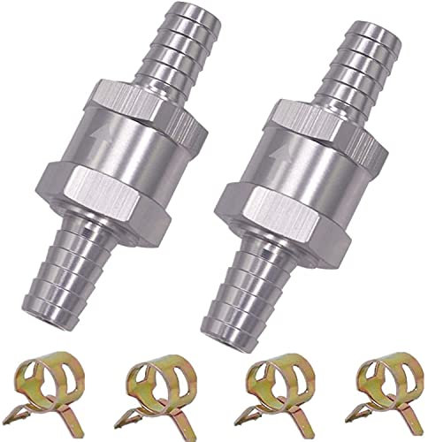 2 Pièces Clapet Anti-Retour 8MM Valve de Carburant en Alliage d'Aluminium Non Retour Clapet Anti-Retour pour Essence Diesel Carburateur Systèmes de Carburant à Basse Pression (8MM)