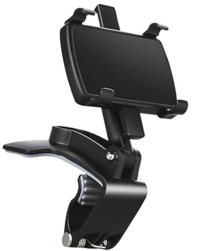 JORCEDI Universal 360 Grad drehbare Auto-Rückspiegel-Halterung, Halterung, Armaturenbrett, Sonnenblende, Clip für Handy, iPhone 12 Pro/12 Pro Max/11 Pro/11 Pro Max/XR/X/8/7/6/5, Note20/10/9