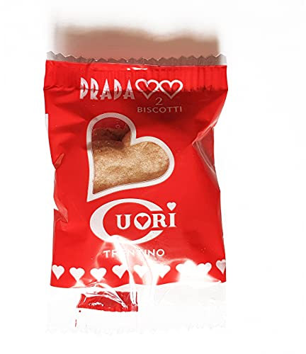 Prada Biscotti - Cuori - Biscotti Monoporzione 70 Pezzi. Prodotto Tipico del Trentino a Lavorazione Tradizionale con Stampi in Bronzo e Cottura Lenta.