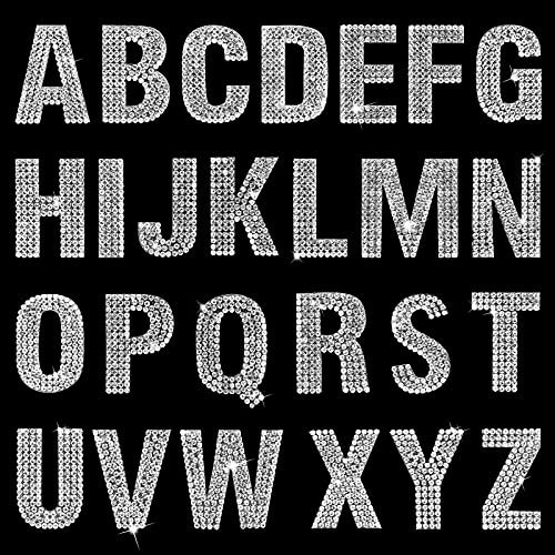 HIFOT 52 Stücke Glitzer Strass Alphabet Aufkleber, Strasssteine Selbstklebend 26 Buchstaben Sticker Set Klebebuchstaben für Kunst und Handwerk Kleidung DIY Dekor