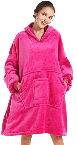 REDESS Felpa con cappuccio Blanket, coperta indossabile Sherpa oversize con maniche e tasca gigante, accogliente felpa con cappuccio per adulti bambini