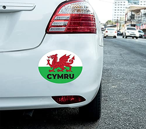 2 x Cymru Autoaufkleber Wales-Flagge, oval, selbstklebend, Vinyl, für Auto, Van, LKW