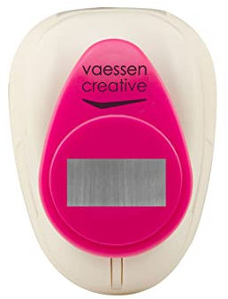 Vaessen Creative Motivstanzer Rechteck, 2,5 cm, Medium Stanzer, Motivlocher, 1 Stück, bis zu 160 g/m², zum Basteln mit Papier und Scrapbooking, Weiß/Rosa, 2.3 x 2.5 cm