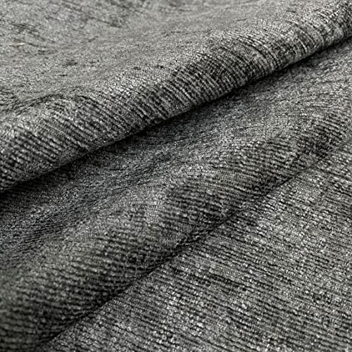 Fire Retardant Chenille Fabric Upholstery Fabric for Curtain Cushion Sofa Per Metre (Charcoal)