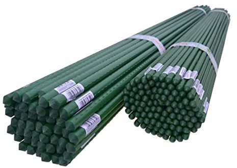 Dixiestore - Picchetti di sostegno per piante da giardino, pomodori, cetrioli, fiori - Picchetti in metallo con rivestimento in plastica - Lunghezza: 120 cm Ø 9 mm - 100 pz.