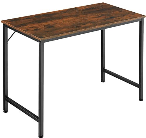 TecTake® Mesa Escritorio de Madera con Estructura Resistente, Mesa de Ordenador para Oficina, Diseño Industrial, Mesa de Escritorio Moderna - 50 x 100 x 75,5 cm Madera Industrial Oscura, Rústica