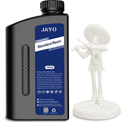 JAYO 3D Drucker Harz 1KG, 405nm UV Standard Fast Curing Photopolymer Resin für 4K/6K/8K LCD DLP SLA 3D Drucker, Hohe Präzision, Geringe Schrumpfung, Weiß 1000g