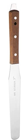 sourcing map Painting Knives 7x0.87 Stainless Steel Round Head Straight Mixing Palette Scraper with Wood Handle for Oil Paint Craft Spreading