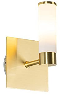 QAZQA - Moderne Bad I Badezimmer Wandleuchte Messing IP44 - Bath - Stahl Quadratisch - LED geeignet G9