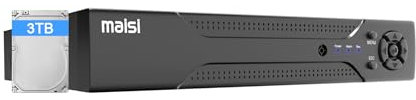 maisi 1080p 8 Channel Digital Video Recorder DVR with 3TB Hard Drive for CCTV Security Camera System, Support AHD/CVI/TVI/IP/CVBS Cameras, Works on Mobile App, Email Alert