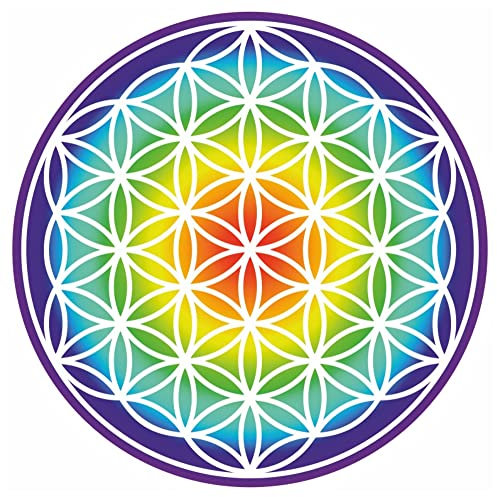 Samunshi® Wandtattoo Blume des Lebens Regenbogen Lebensblume - Wanddekoration Laptop Sticker - Esoterik Wellness Meditation Regenbogen 60 x 60cm