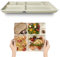 argee Geteilter Teller - 30,5 x 26,9 cm cremefarbene Emaille geteilte Teller Tablett für Erwachsene - Abschnittplatte zum Servieren, Essen, Portionieren von Lebensmitteln, Camping - Leichte und