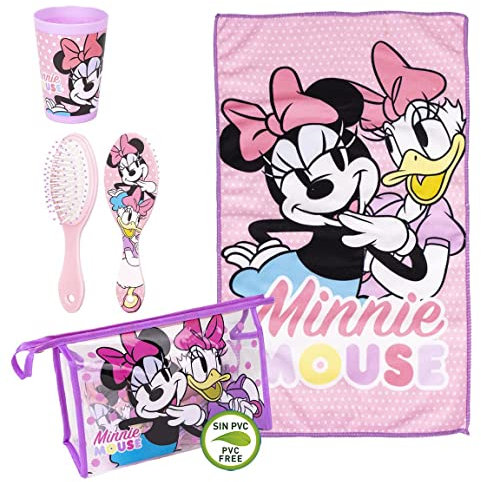 Trousse de Toilette Minnie Mouse - Fermeture Éclair - 23 x 15 x 8 cm - Inclut des Accessoires - Imperméable - Vanity Idéal pour Voyager - Produit Original Conçu en Espagne