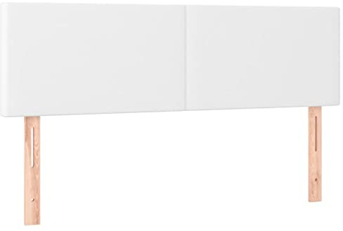 vidaXL Kopfteil Betthaupt Polsterkopfteil Bettkopfteil für Bett Bettgestell Bettrahmen Schlafzimmer Bettzubehör Weiß 144x5x78/88cm Kunstleder