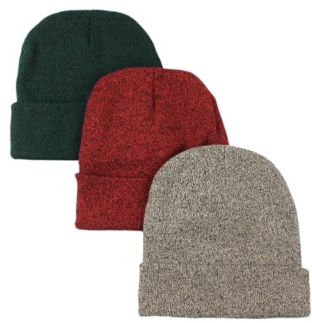 kozinu 3 Pack Unisex Beanie Mütze Winter Weiche Skull Cap Knit Beanies Warme Skimütze für Männer Frauen, Dunkelgrün-Rot-Beigebraun, Einheitsgr��e