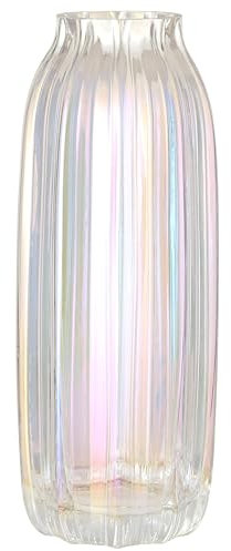 Große farbige Moderne Glasvase, irisiert, kristallklare Glasvase, 32 cm, für dekorative Heimbüro-Mittelaufsätze, Blumendekor (farbig 32 cm)