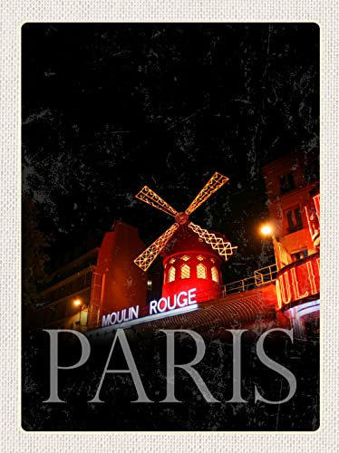 AGDeko® Holzschild Moulin Rouge Paris Varieté Größe 30x20 cm