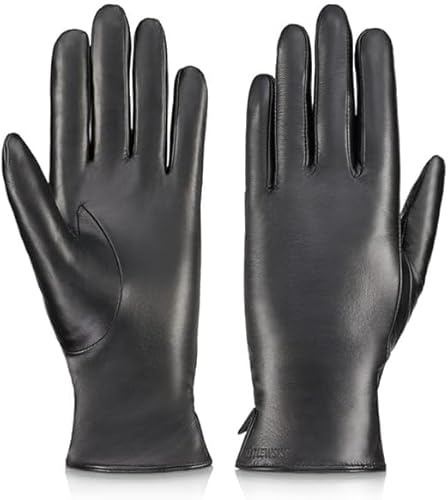 BETLEWSKI - Damen Handschuhe aus Schafsleder gefüttert - Warme Lederhandschuhe für Damen in Schwarz mit Futter - klassische Winterhandschuhe mit weichem Innenfutter Modell- Sophia - XXL